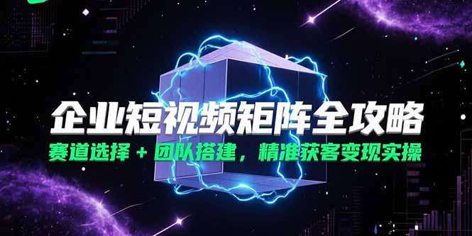 企业短视频矩阵全攻略，赛道选择+团队搭建，精准获客变现实操