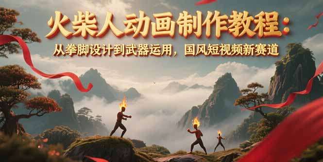 （15171期）火柴人动画制作教程：从拳脚设计到武器运用，国风短视频新赛道
