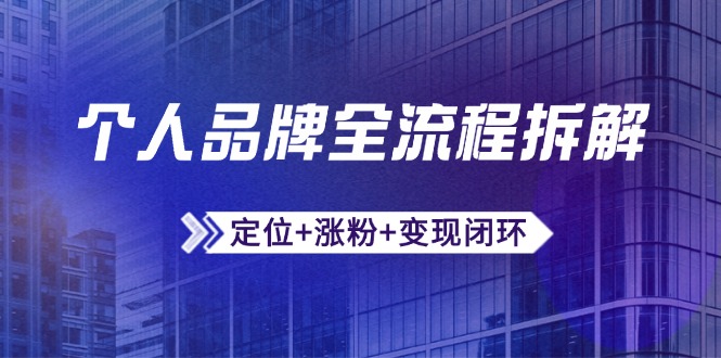 （第17266期）-个人品牌全流程拆解：定位+涨粉+变现闭环，微信生态运营与资源整合