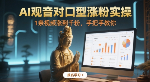 （第17287期）-AI观音对口型涨粉实操，1条视频涨到千粉，手把手教你