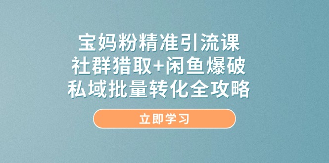 （第17281期）-宝妈粉精准引流课，社群猎取+闲鱼爆破，私域批量转化全攻略